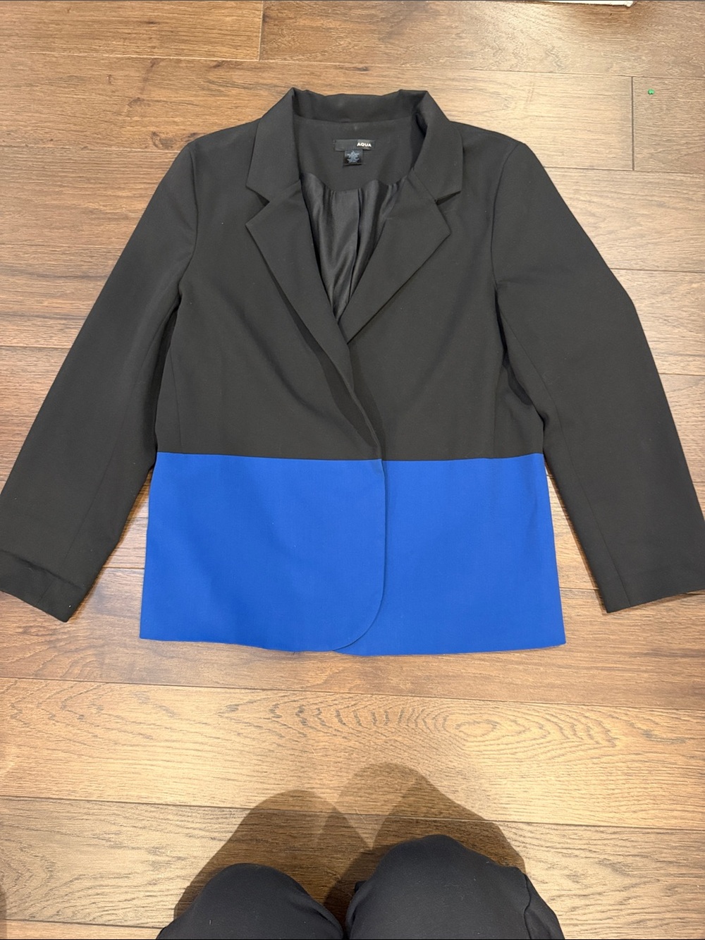 Aqua Black and Royal Blue Colorblock Women's Blazer Size Large - C52-080